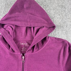 Lounge Womens XL Purple Fleece Zip Up Hoodie Jacket Pockets Polyester